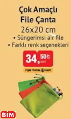 ÇOK AMAÇLI FİLE ÇANTA 26X20 CM